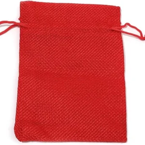 10 Stuks Kleurrijke Natuurlijke Jutezakjes voor Feesten en Adventskalender – Rood – 7 x 9 cm